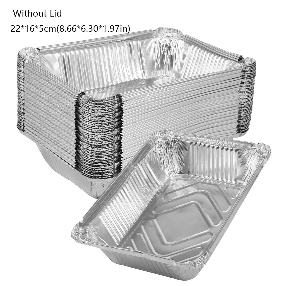 10-Pack Disposable Aluminum Foil Baking Trays with Lids