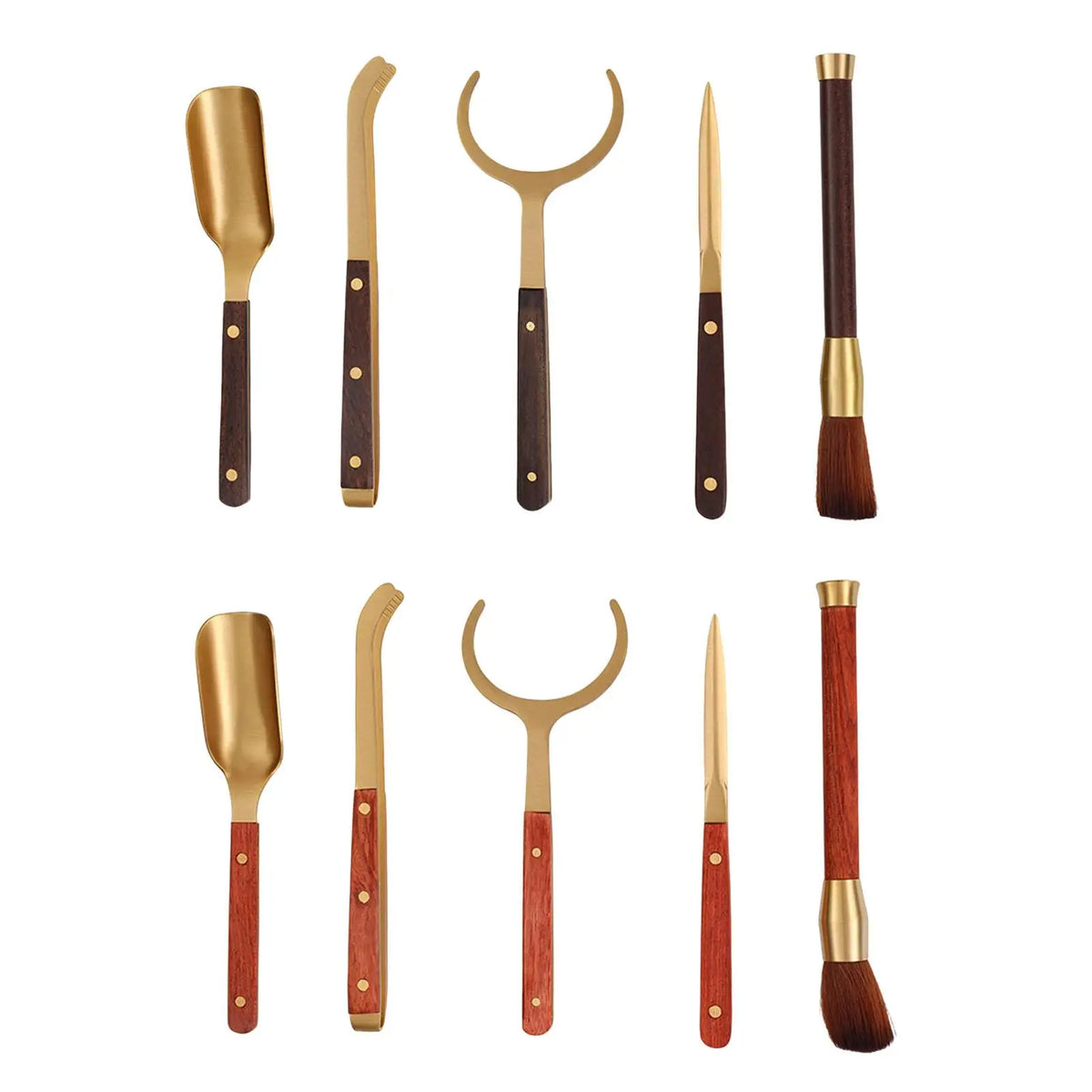 Kung Fu Tea Ceremony Set – 5-Piece Metal & Wood Utensils