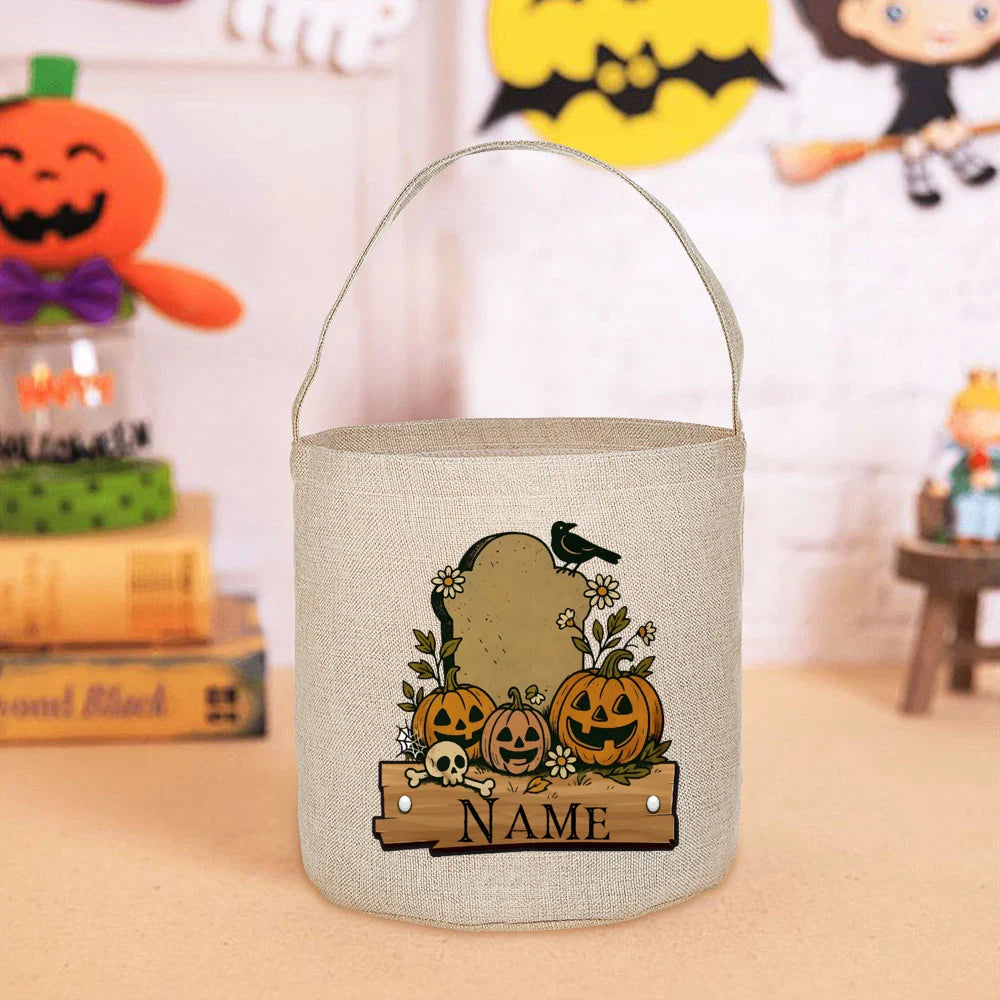 Halloween Trick or Treat Tote Bag – Pumpkin & Bats Design