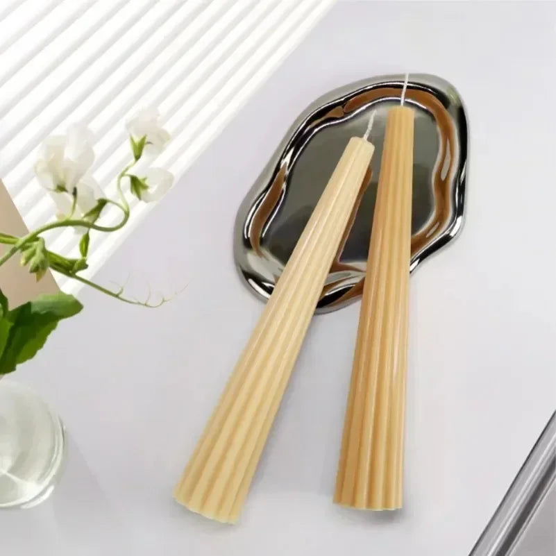 Striped Cylindrical Candle Mold | Long Pole PC Plastic DIY