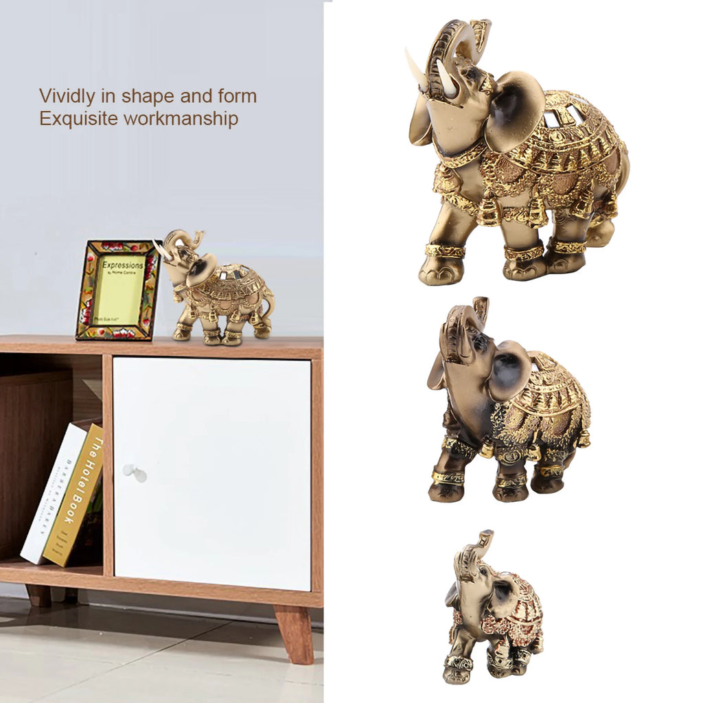 Golden Feng Shui Elephant Statue – Lucky Wealth Figurine