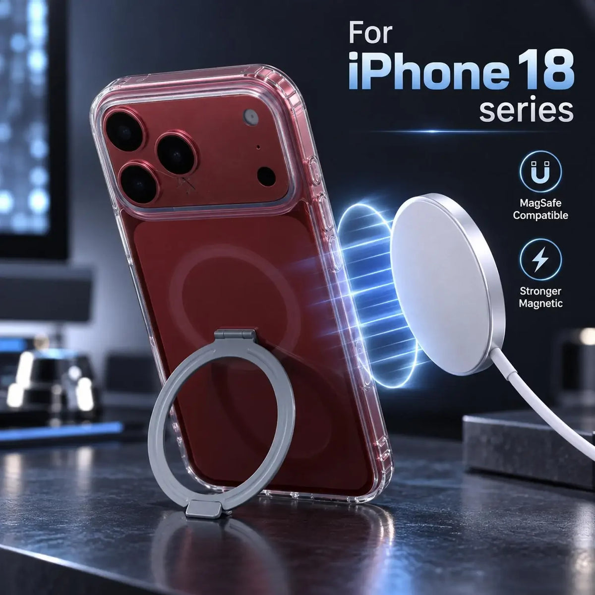 360° Magnetic Clear Case for iPhone 18 Pro / Pro Max | Stand