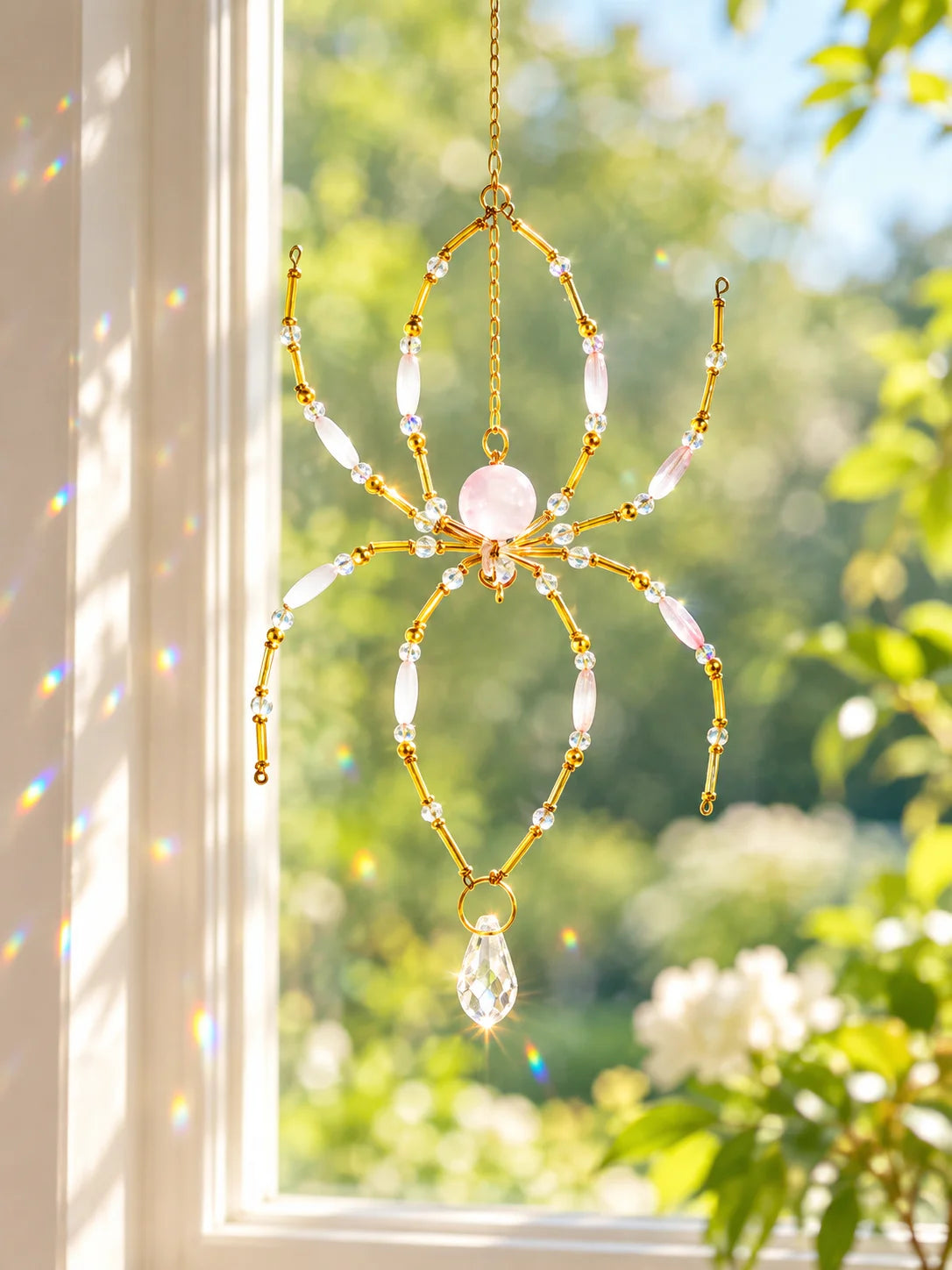 Handmade Spider Crystal Suncatcher – Beaded Window Ornament
