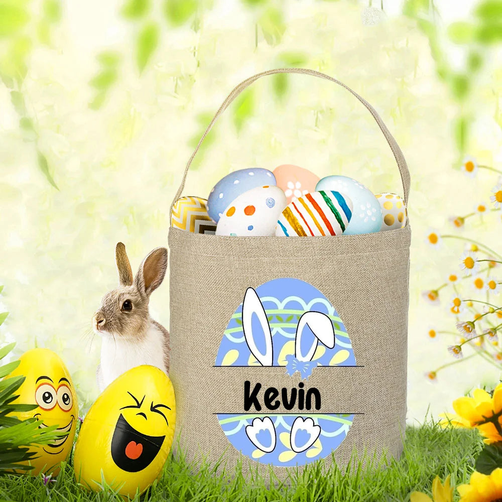 Personalized Easter Bunny Linen Tote Bag – Kids Gift Bag