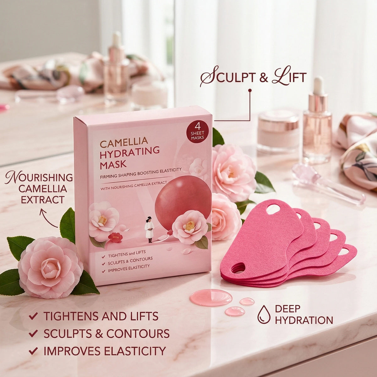 Camellia Hydrating Jawline Firming Mask | V-Shape Face Lift