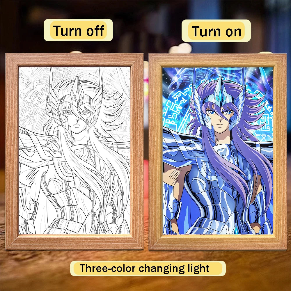 Saint Seiya Anime LED Light Painting | Bedroom Decor Gift