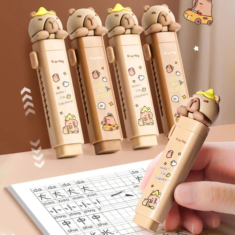 Cute Capybara Push-Pull Eraser with 2 Replaceable Cores
