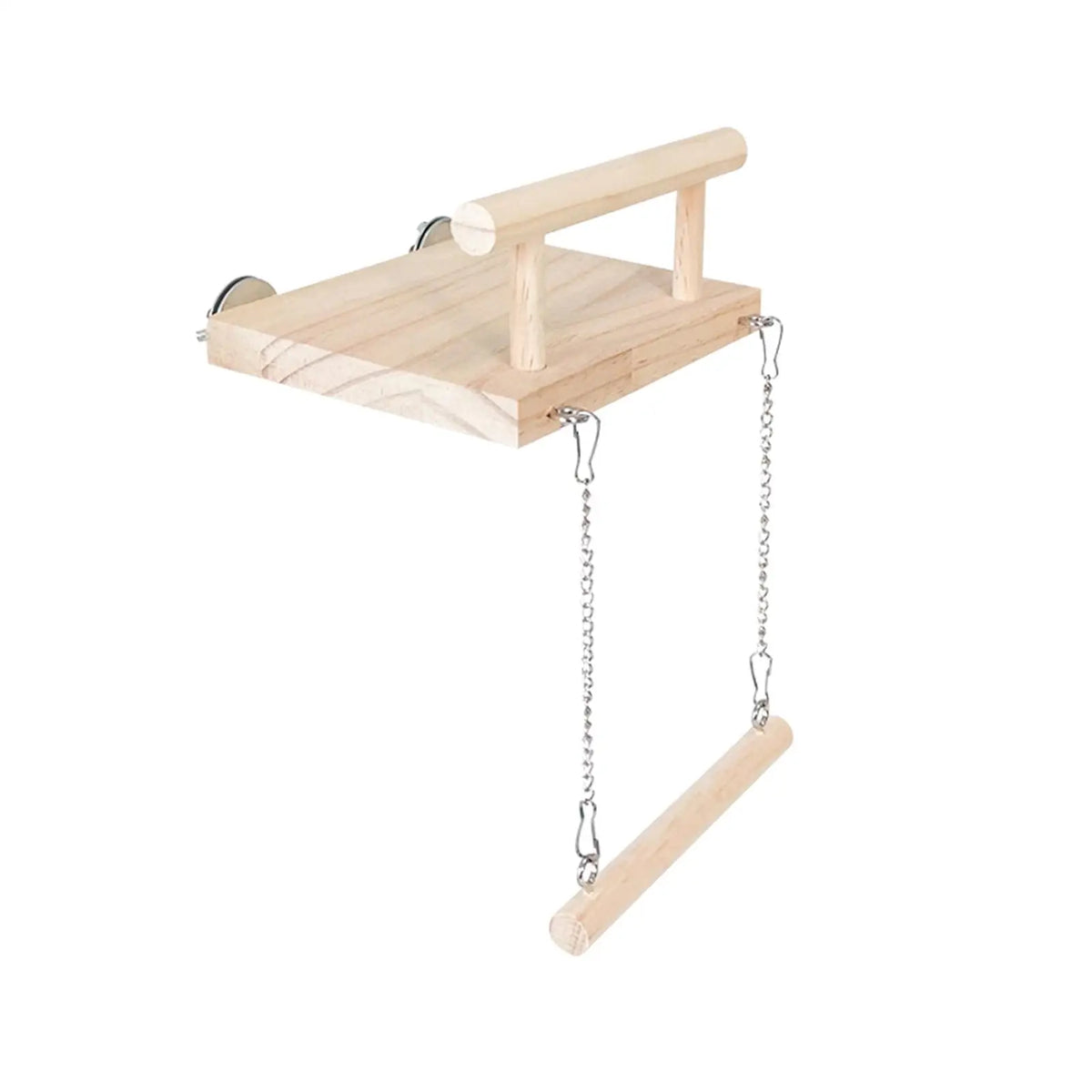Wooden Bird Parrot Perch & Cage Hanging Stand Toy