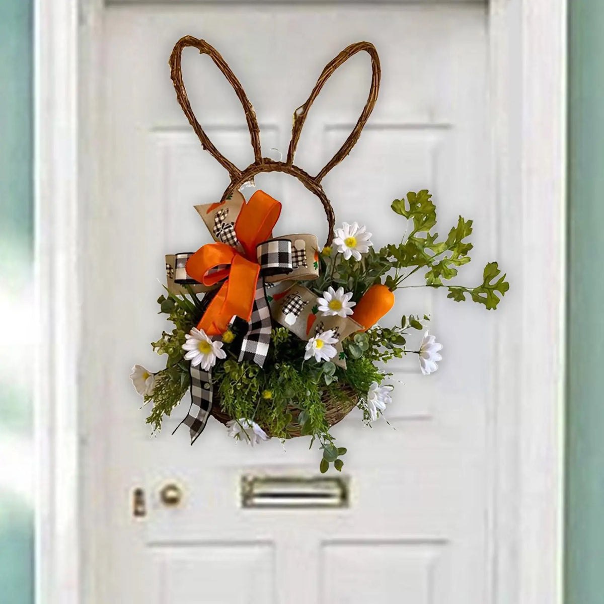 Spring Easter Wreath – Artificial Carrots, Flowers & Leaves 50cm