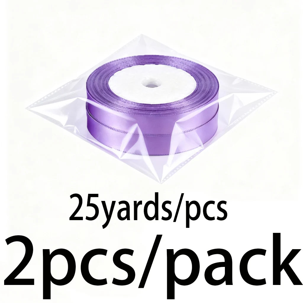 2-Pack 12mm Satin Ribbon | 25 Yards Gift, Craft & Décor