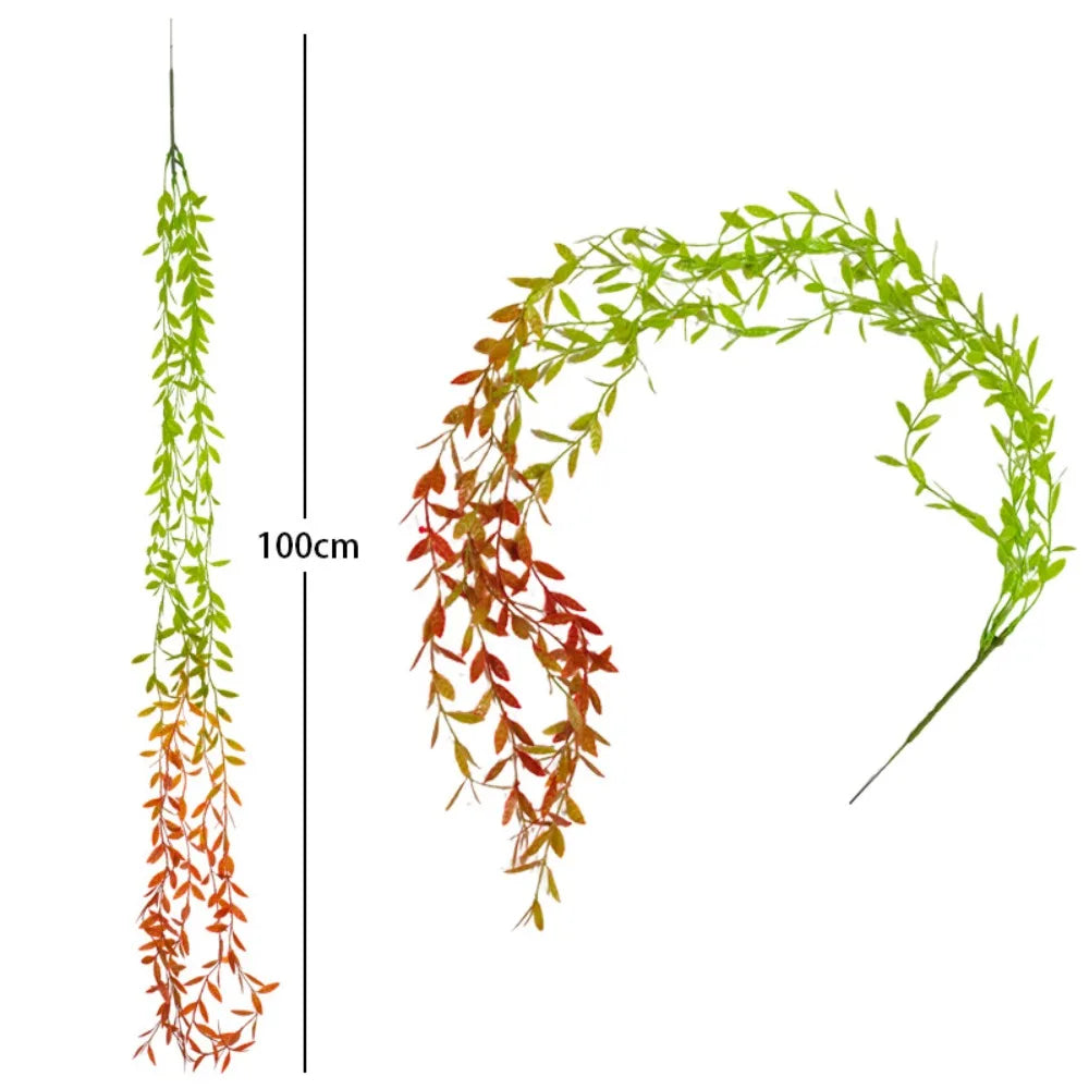 Artificial Rattan Hanging Vine – Green Leaf Wall Decor
