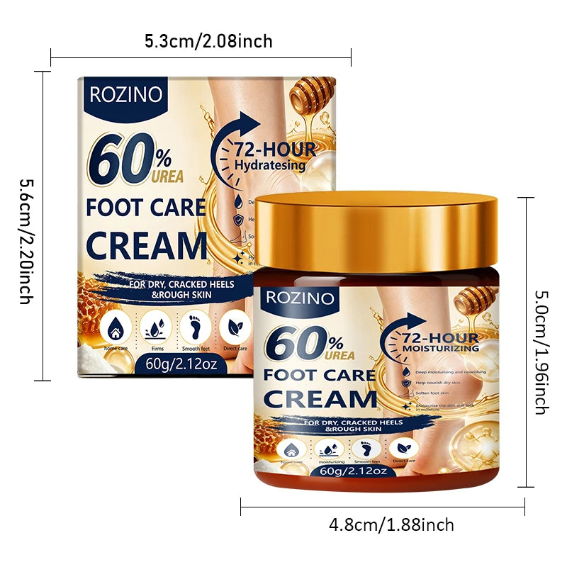 ROZINO 60G Urea Foot Cream – 72-Hr Moisturizing Heel Repair