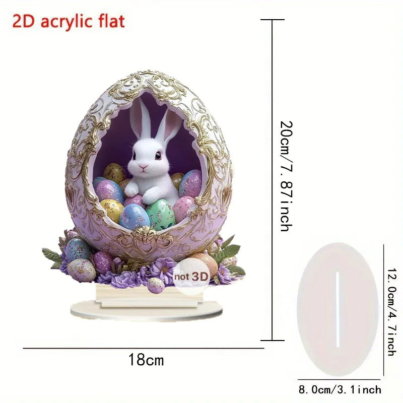 Easter Rabbit Acrylic Ornament – 2D Cute Cottage Egg Decor