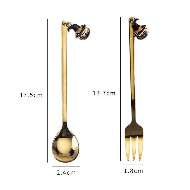 Halloween Stainless Steel Gold Cutlery Set – Spoon & Fork