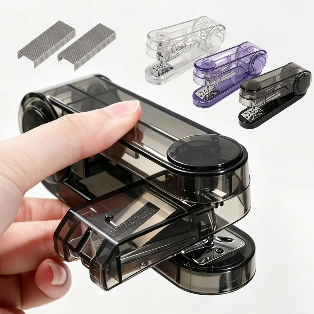 Transparent Rotatable Mini Stapler | 25-Sheet Notebook Binder