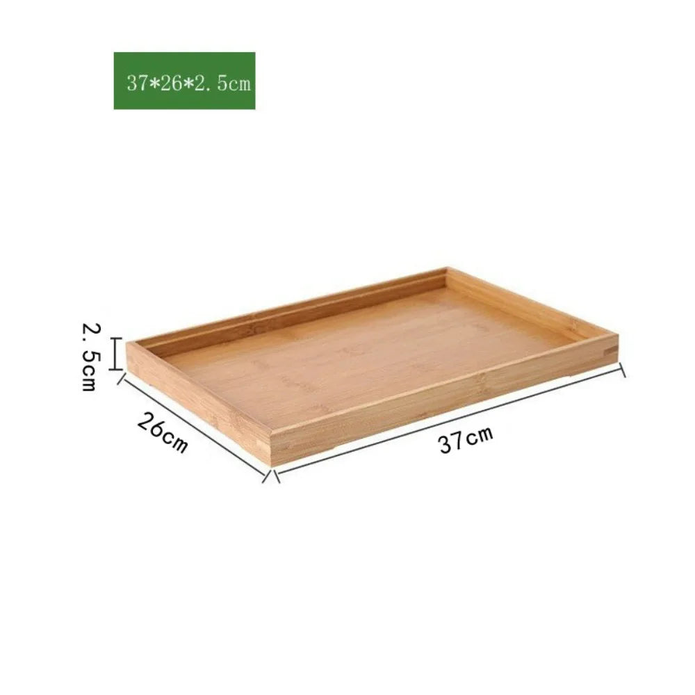 Retro Bamboo Wood Rectangular Storage Tray – Tea & Home