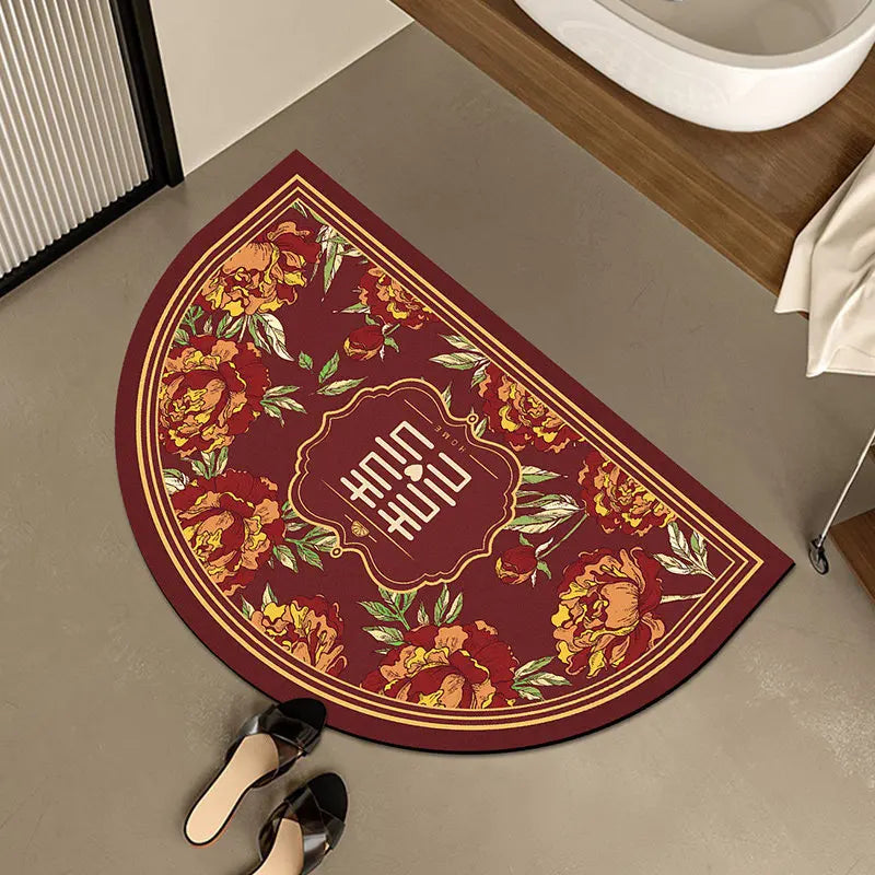 Semi-Circular Retro Anti-Slip Floor Mat – Bathroom & Entryway