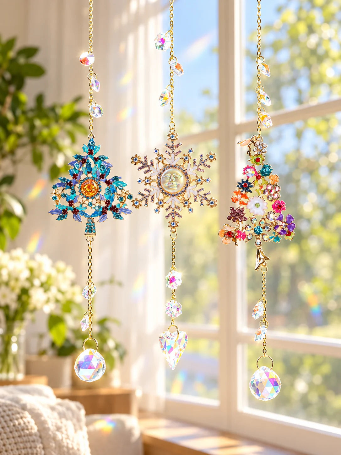 Crystal Christmas Tree Suncatcher – Rainbow Prism Ornament