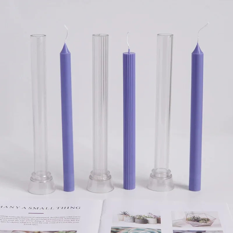 Vertical Stripe Pillar Candle Mould – DIY Plastic Mold Kit