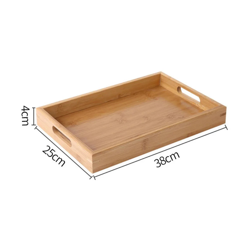 Retro Bamboo Wood Rectangular Storage Tray – Tea & Home Décor