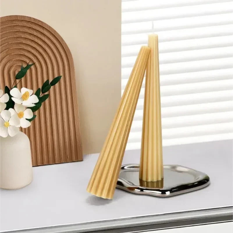 Striped Cylindrical Candle Mold | Long Pole PC Plastic DIY