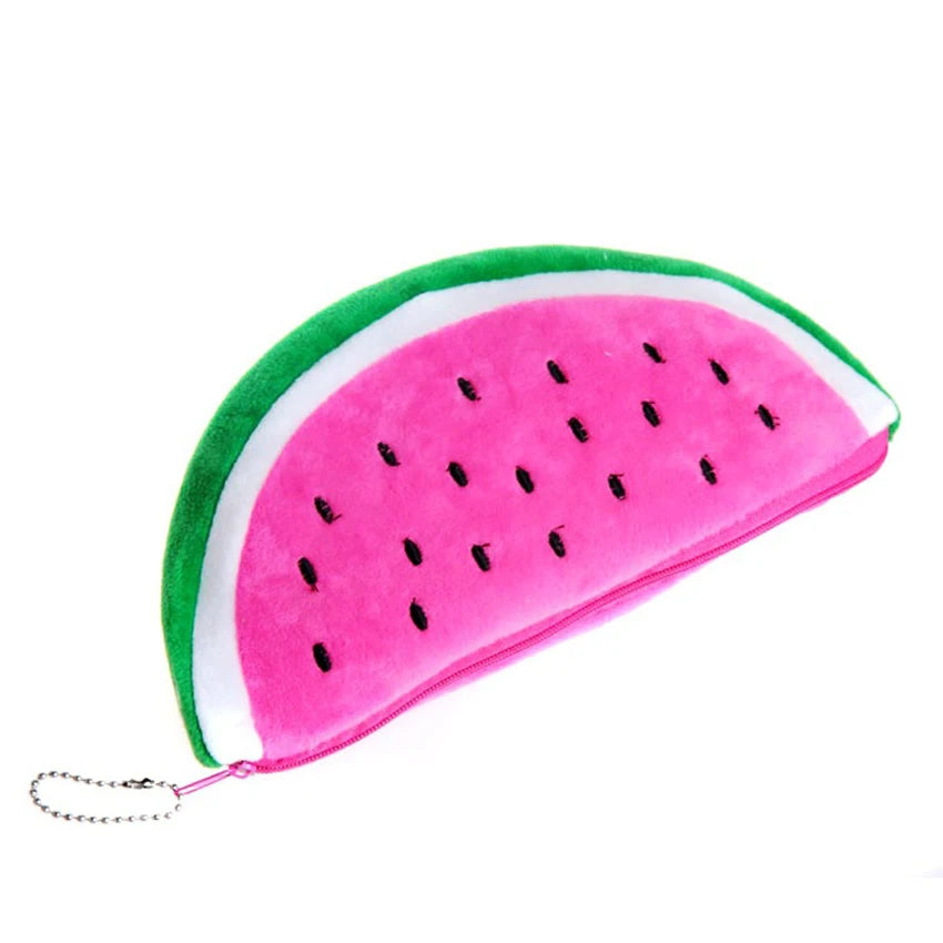 Watermelon Plush Pencil Pouch – Zipper Bag & Keychain