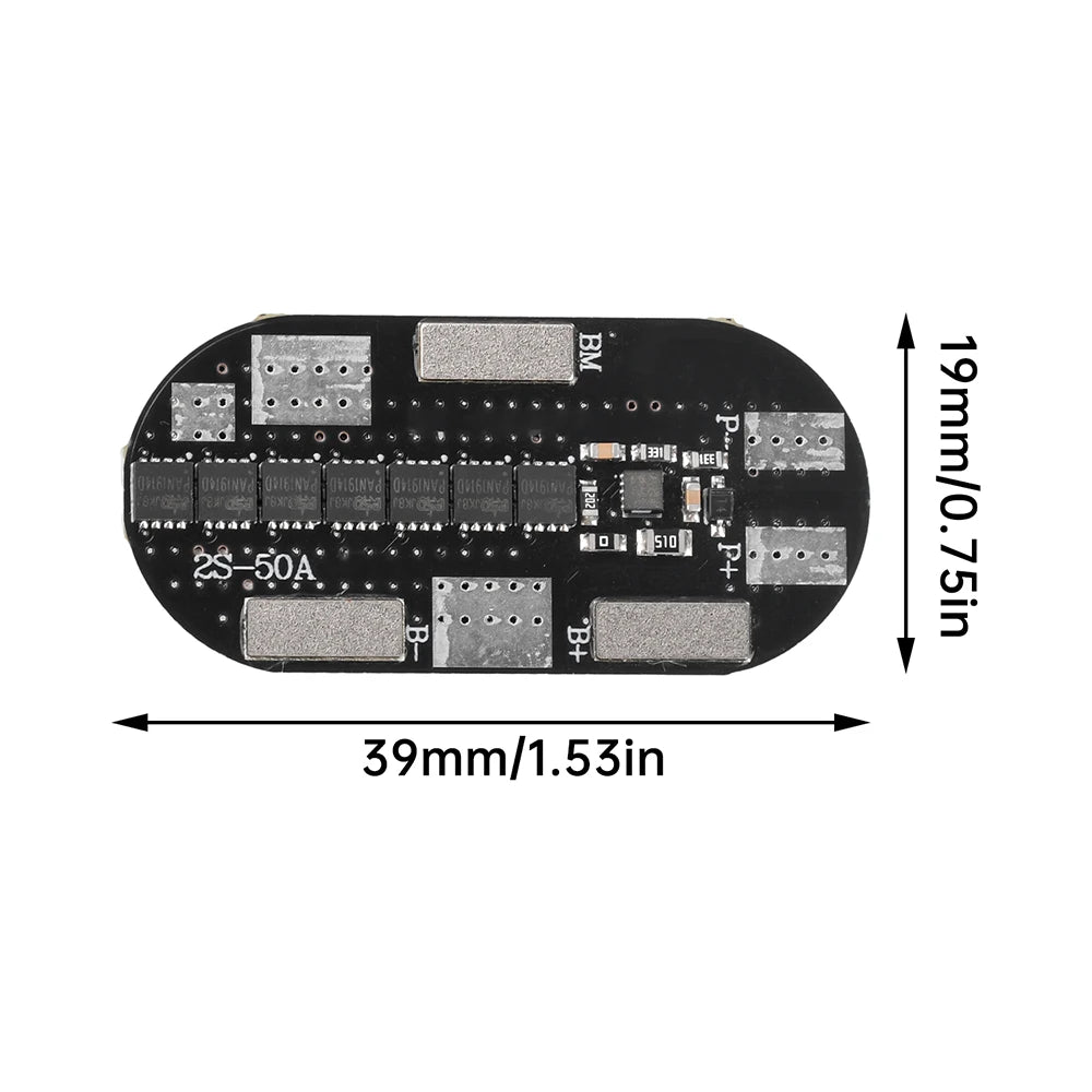 2S 50A 3.7V Lithium Battery BMS Protection Board – 21700