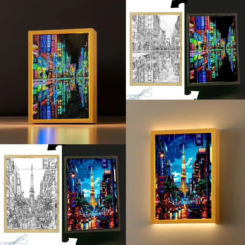 Tokyo City LED Light Painting | Wall Art Night Light Décor
