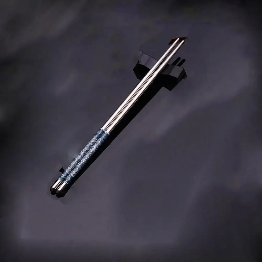 Stainless Steel Dragon & Fish Chopsticks | Non-Slip Sushi Set