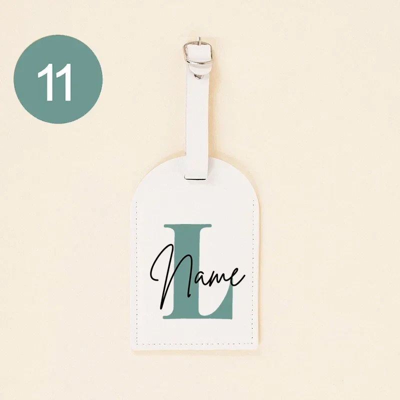 Personalised Monogram PU Leather Luggage Tag – Custom Initial
