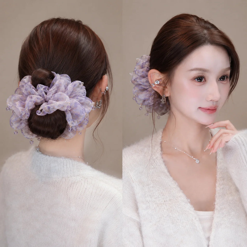 Double Layer Mesh Headband Women – Bun, Ponytail & Floral