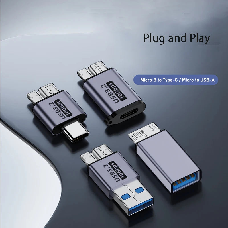 Micro B to USB-C / USB-A Adapter for HDD SSD Data & Charging