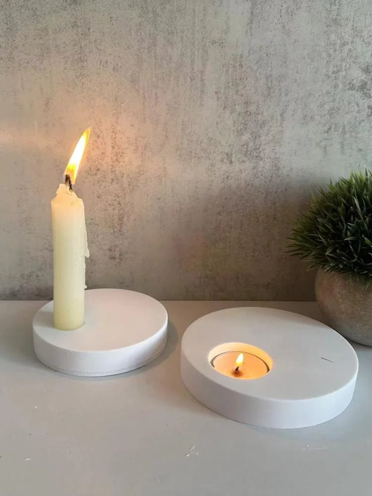 Round Candlestick Silicone Mold – DIY Candle, Plaster & Cement
