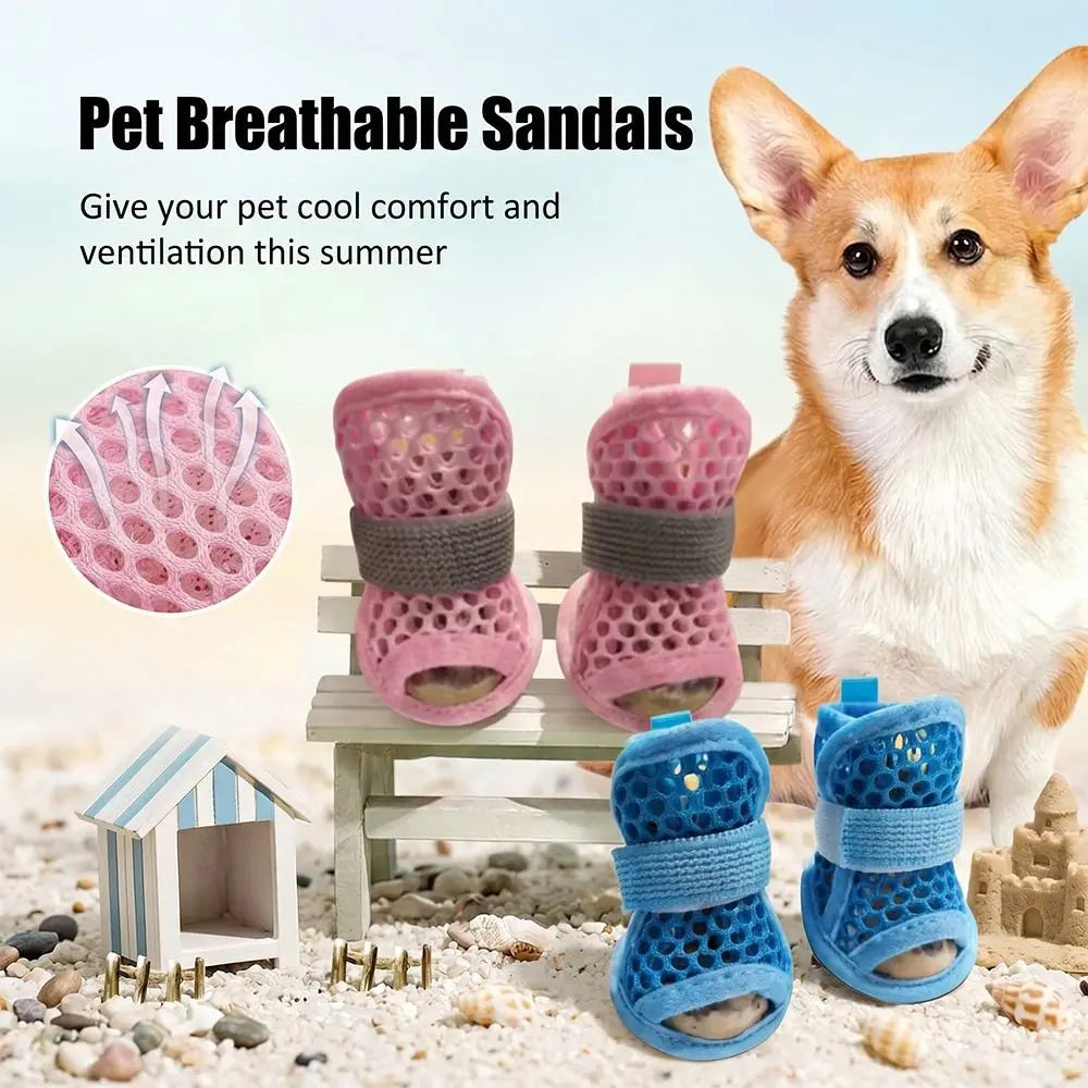 4-Pack Mesh Dog Shoes – Breathable Non-Slip Summer Boots