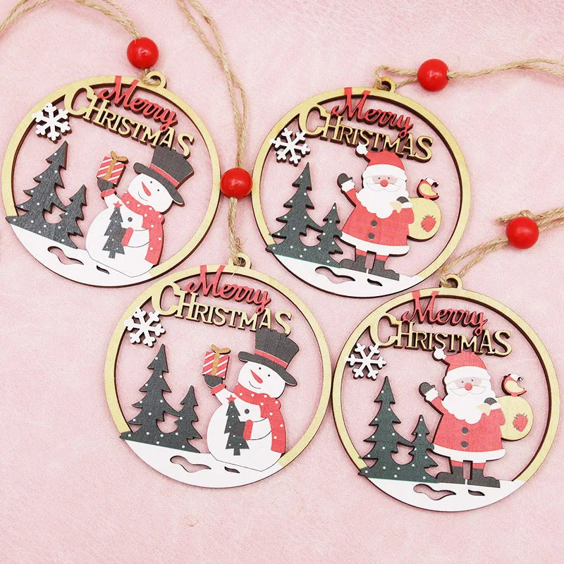 Christmas Wooden Hollow Pendant Ornaments – 2-Pack 11cm