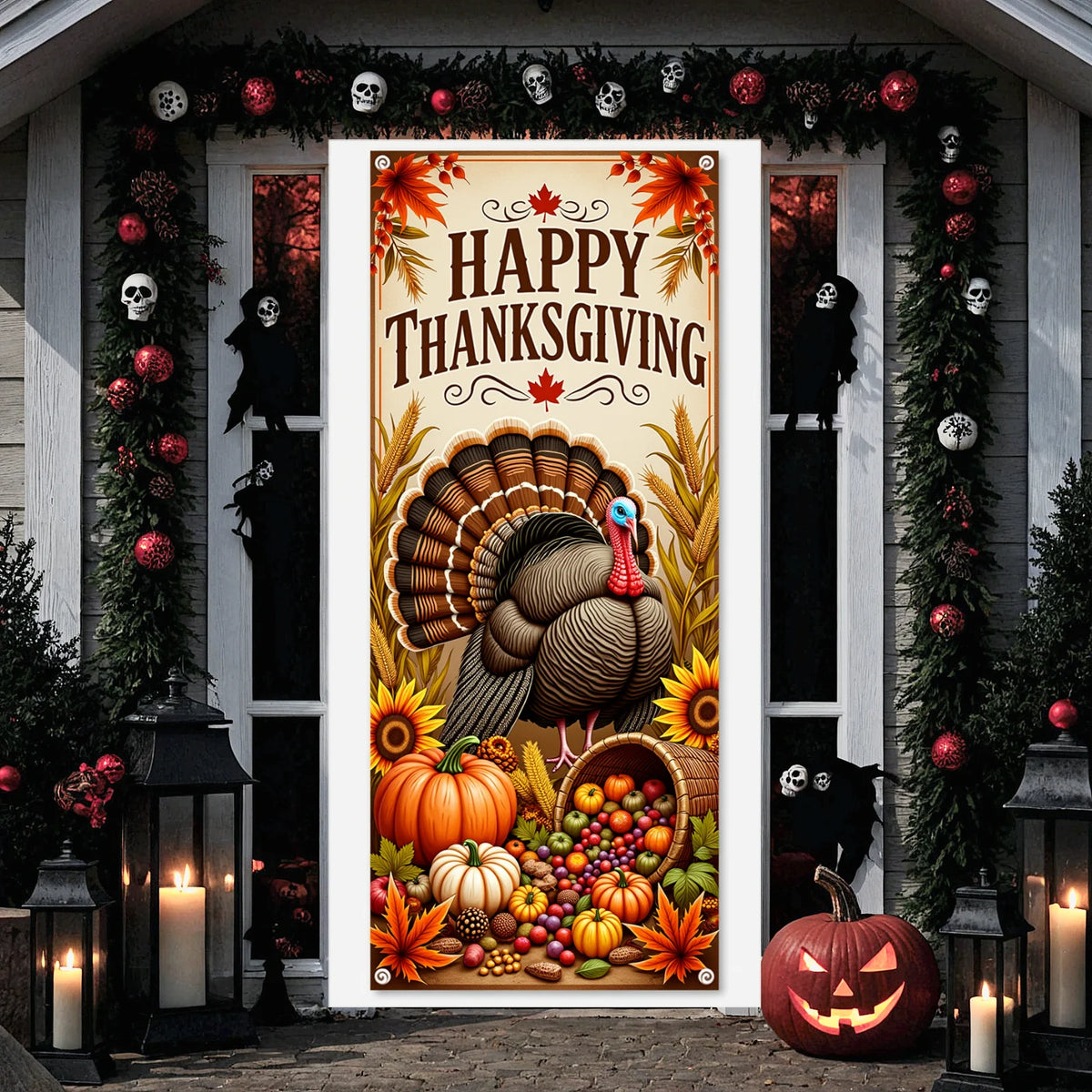 Thanksgiving Autumn Banner Turkey Theme Party Backdrop 180x90cm