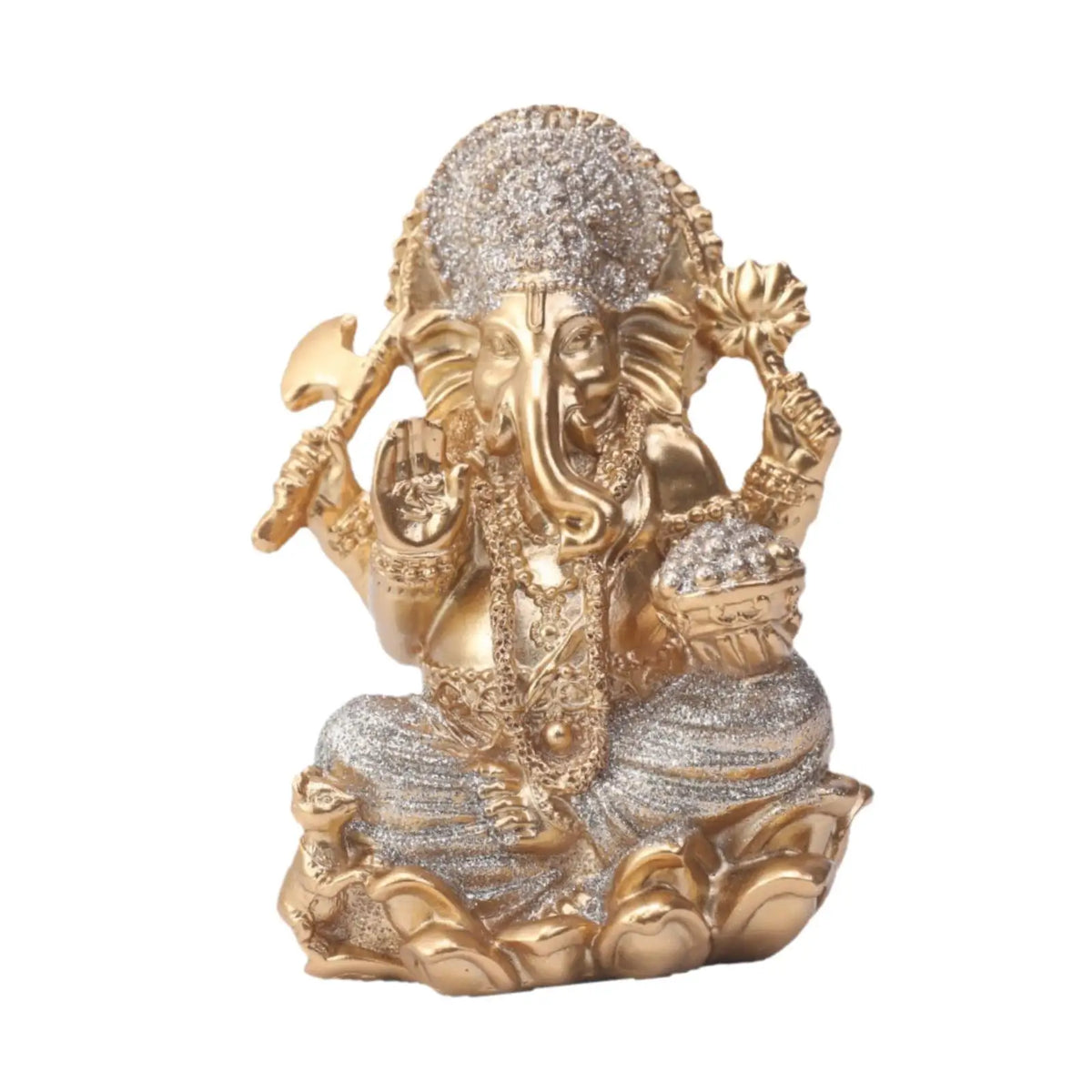 Gold Ganesha Resin Statue – Hindu Elephant God Figurine Decor