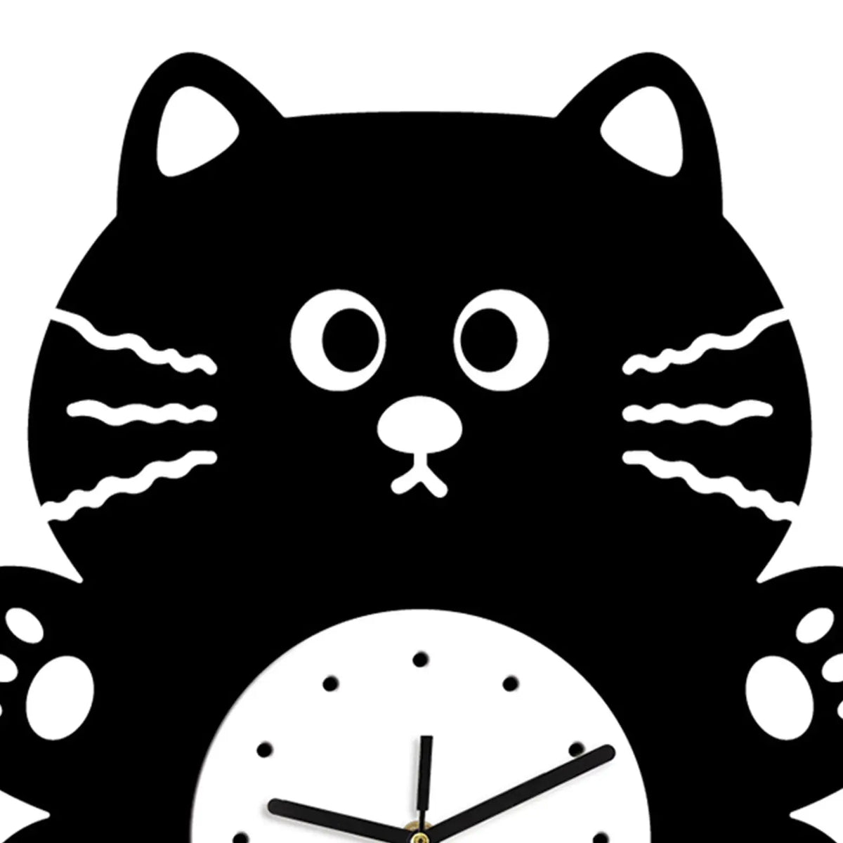 Cat Shaped Silent Wall Clock – Swinging Tail Kids Room Decor