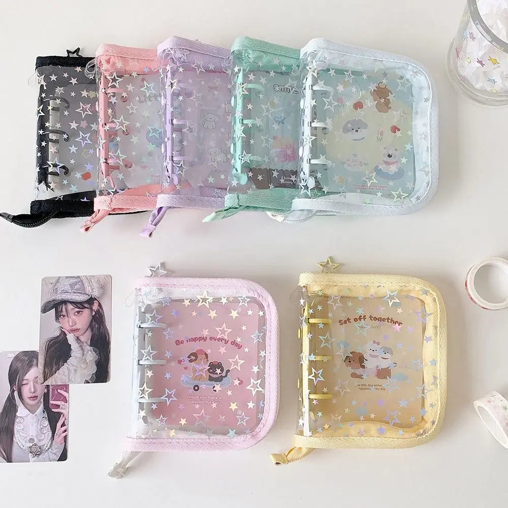 A8 Kpop Photocard Binder – Star Glitter 3-Inch Loose-Leaf Album