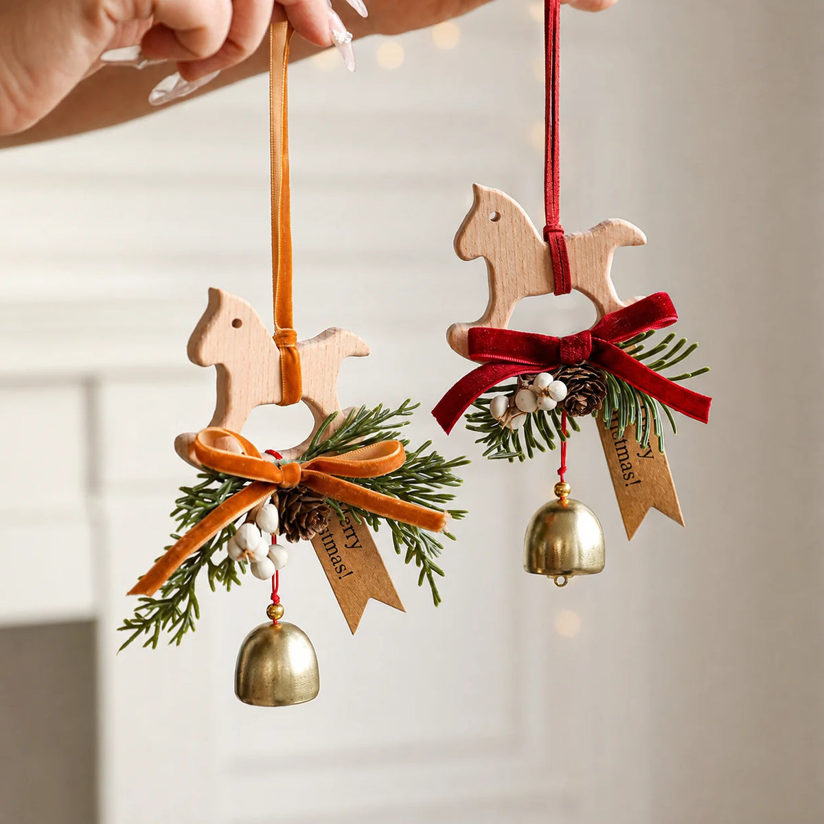 Wooden Rocking Horse Christmas Hanging Ornament | Festive