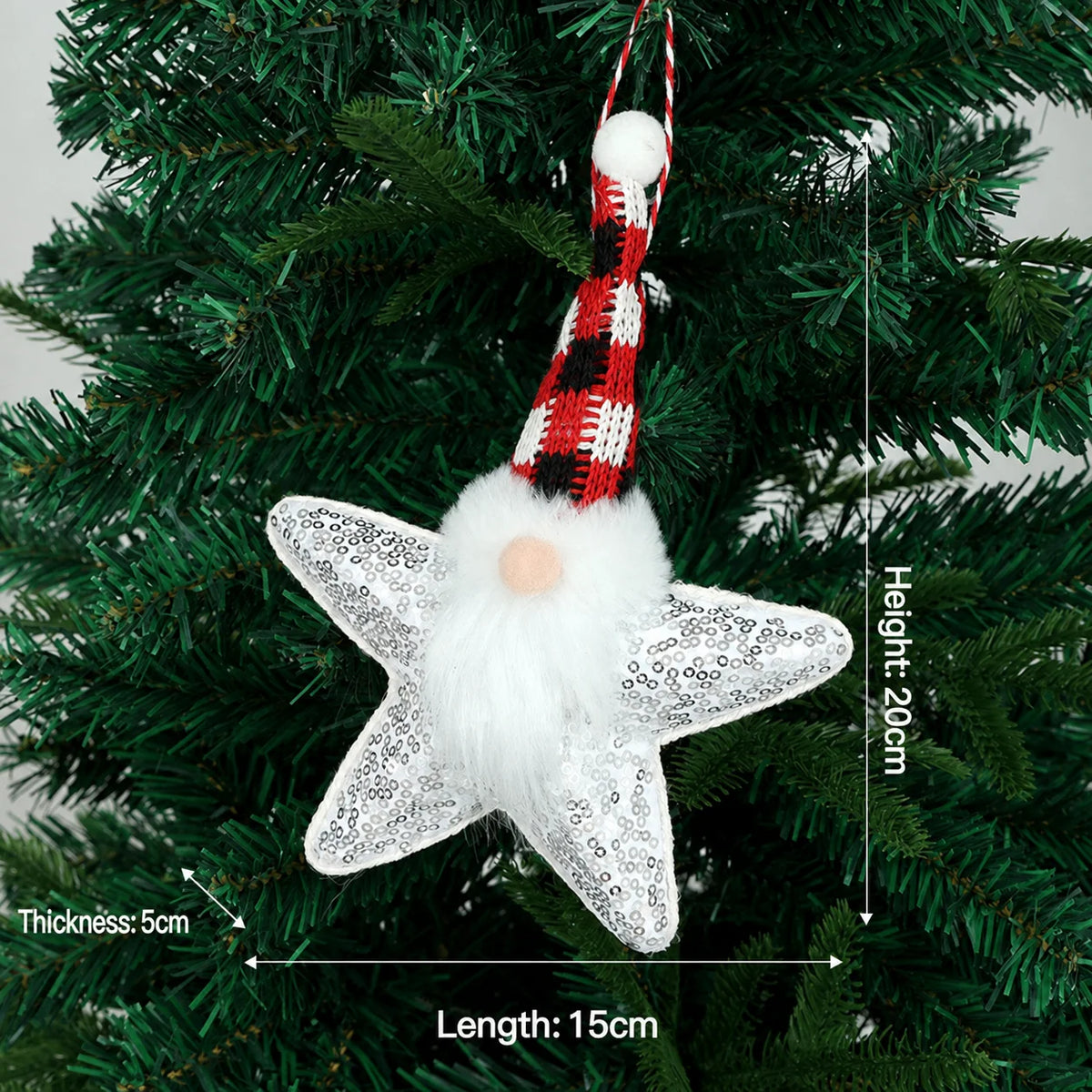 Star Gnome Christmas Ornament – Sequin Plush Hanging Décor