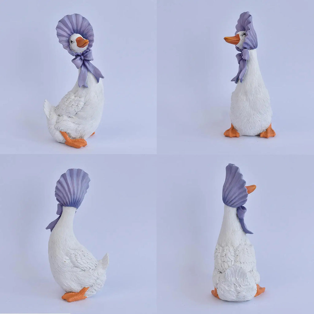 Resin Cartoon Duck Garden Statues – 2-Pack Outdoor Figurines