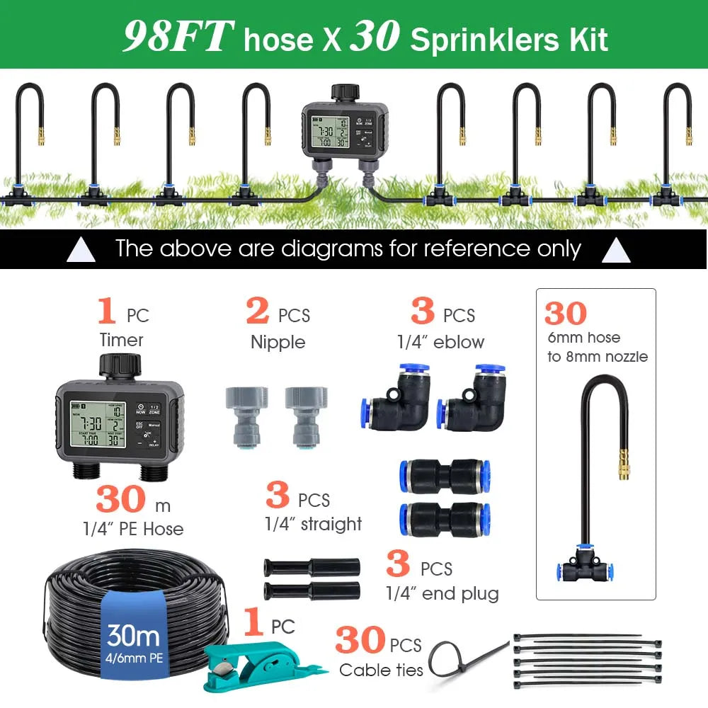 Dual Zone LCD Garden Watering Timer & Spray Irrigation Set