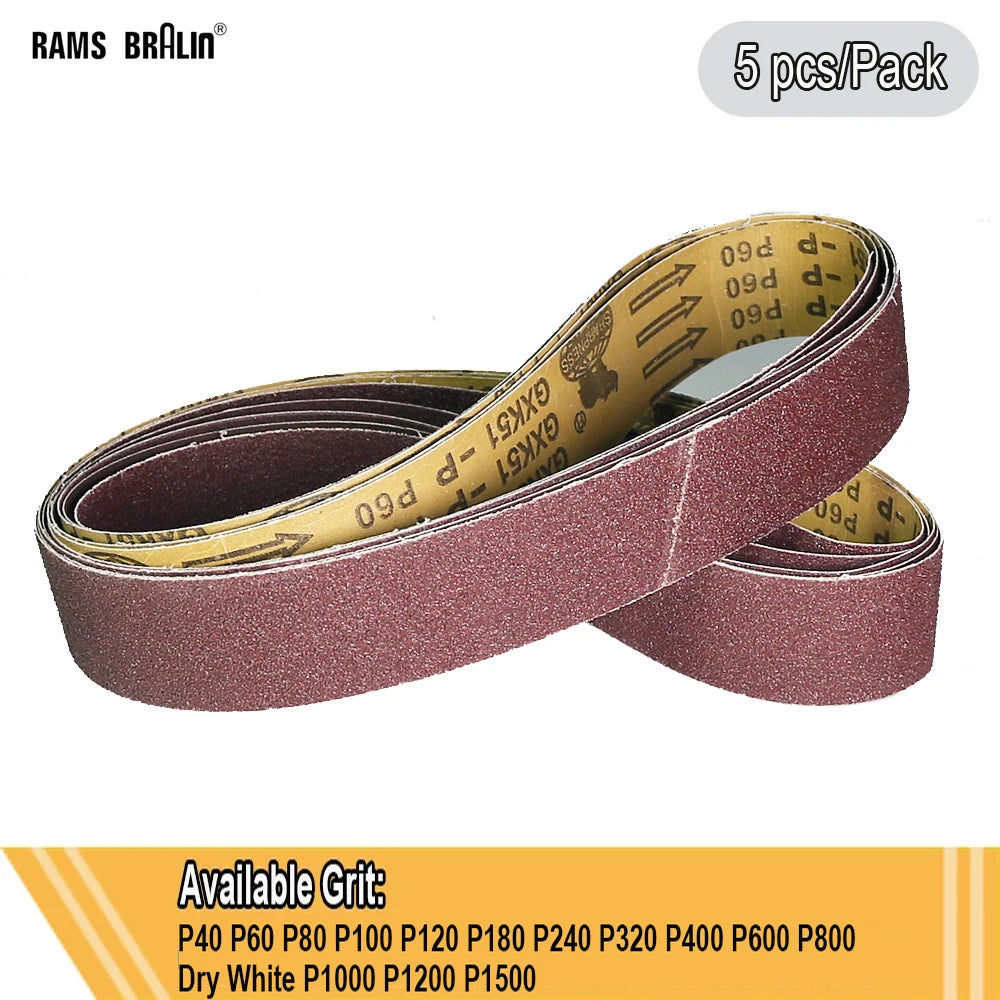 5-Pack 2x72" Sanding Belts P40–P1500 | Belt Sander & Knife Grinder