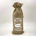 Wine Print Burlap Drawstring Bag – Reusable Eco Gift Pouch