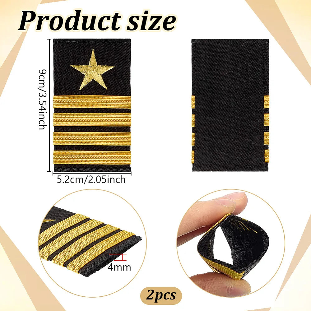 Black Polyester Sailor Epaulettes Rectangle Pair 90x52mm