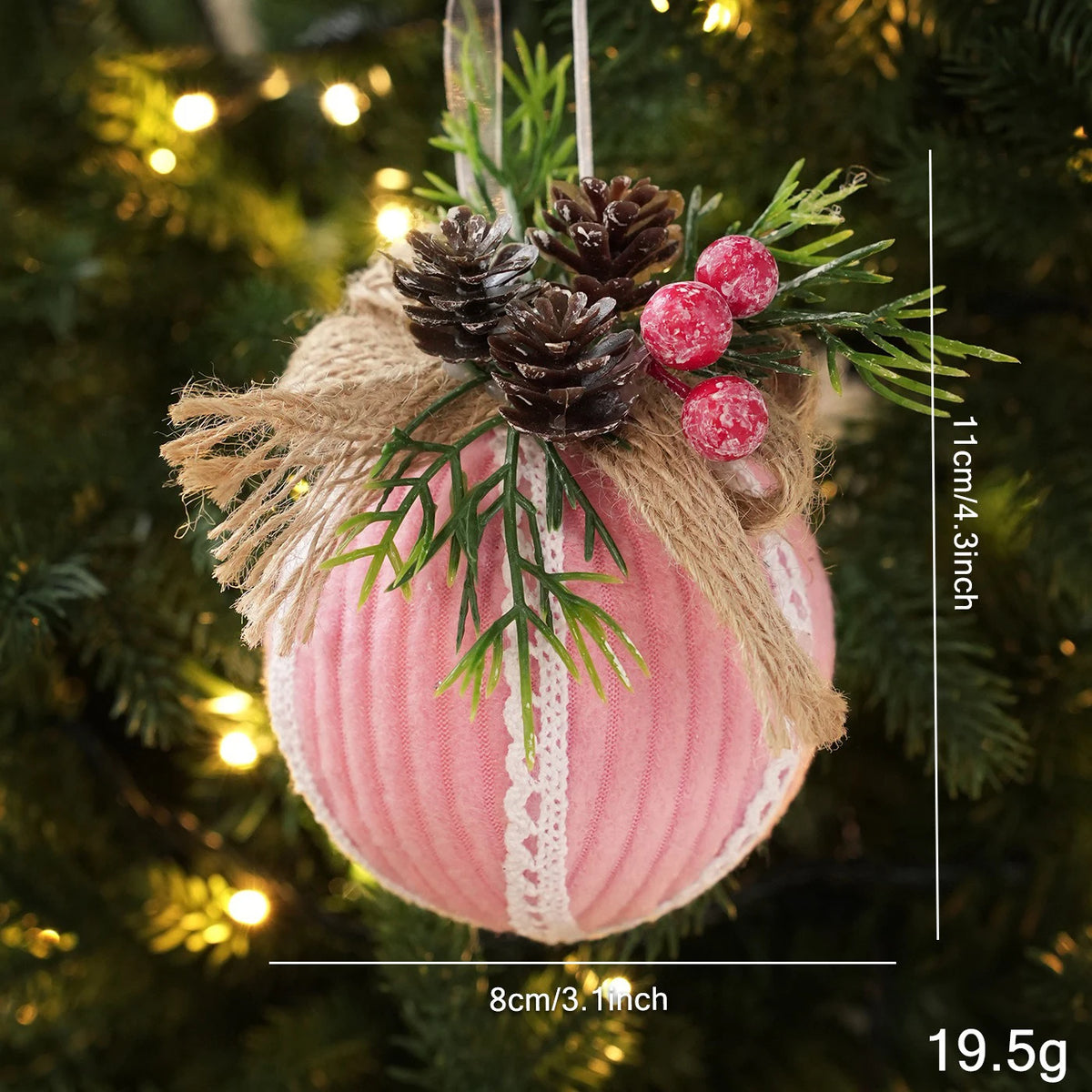 Fabric Christmas Ball & Stocking Ornament | Festive Door Decor