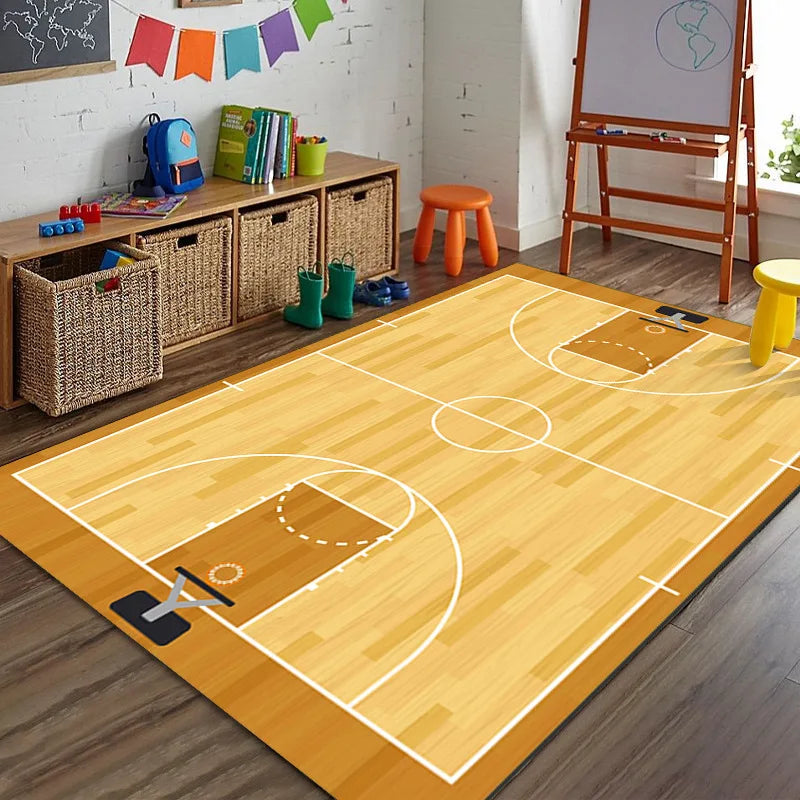 Sports Theme Kids Play Mat – Non-Slip Bedroom Floor Rug