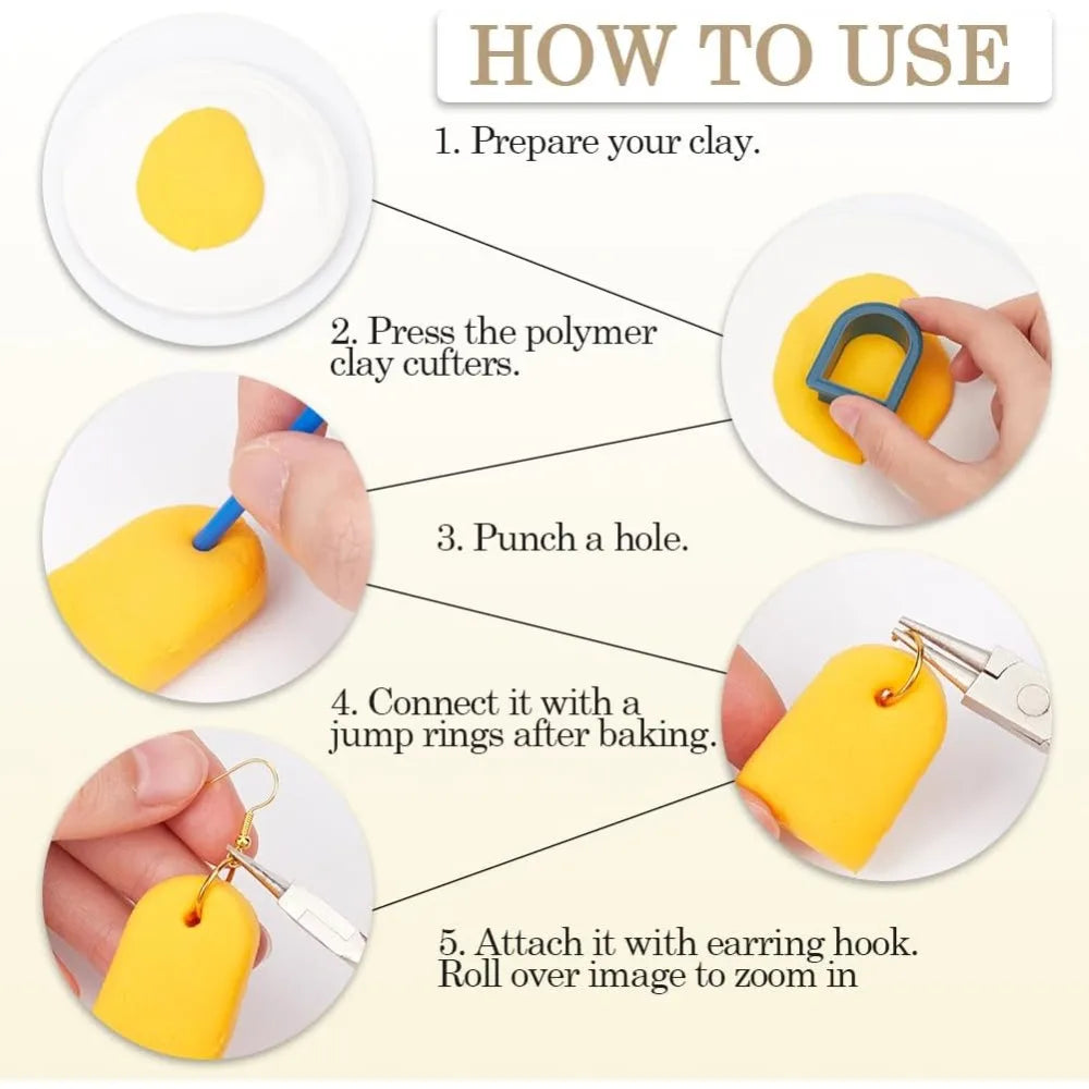 24-Piece Polymer Clay Cutters – Multi-Shape Geometric DIY Set