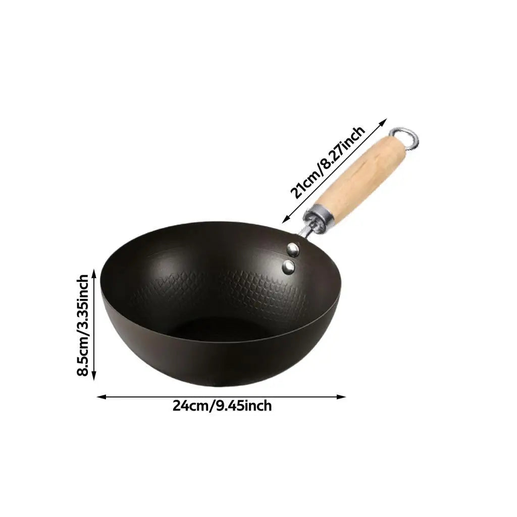 Kesoto Cast Iron Nonstick Wok Pan with Wood Handle